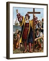 Landfall of Christopher Columbus, 1492-null-Framed Giclee Print