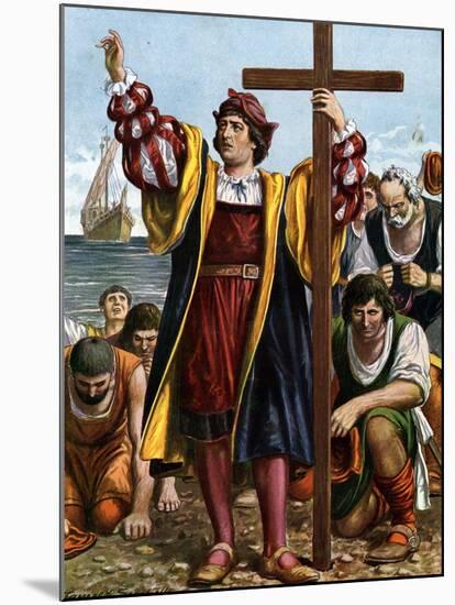 Landfall of Christopher Columbus, 1492-null-Mounted Giclee Print