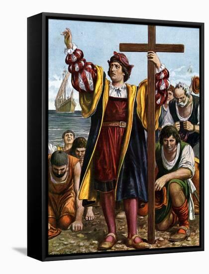 Landfall of Christopher Columbus, 1492-null-Framed Stretched Canvas