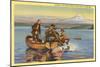 Landing a 36-Pound Salmon, Puget Sound, Washington-null-Mounted Art Print