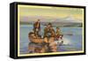 Landing a 36-Pound Salmon, Puget Sound, Washington-null-Framed Stretched Canvas