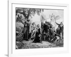 Landing of Colombus in America, (15th Centur), 1920S-null-Framed Giclee Print