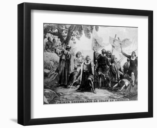 Landing of Colombus in America, (15th Centur), 1920S-null-Framed Giclee Print