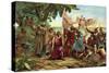 Landing of Columbus Expedition on the Island of Guanahane in 1492-null-Stretched Canvas