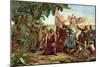 Landing of Columbus Expedition on the Island of Guanahane in 1492-null-Mounted Giclee Print