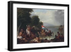 Landing of Henry Hudson, 1609, at Verplanck Point, New York, 1835 (Oil on Canvas)-Robert Walter Weir-Framed Giclee Print