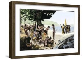 Landing of Jean Nicolet on the Wisconsin Shore of Lake Michigan-null-Framed Giclee Print