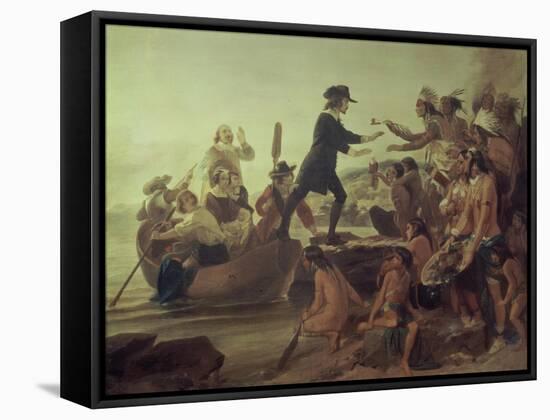 Landing of Roger Williams, 1636-Alonzo Chappel-Framed Stretched Canvas