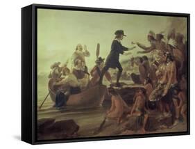 Landing of Roger Williams, 1636-Alonzo Chappel-Framed Stretched Canvas