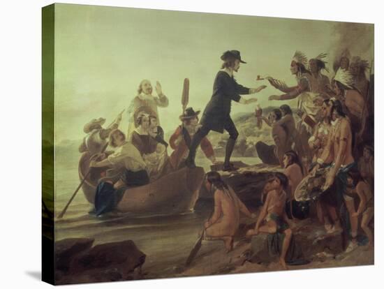 Landing of Roger Williams, 1636-Alonzo Chappel-Stretched Canvas