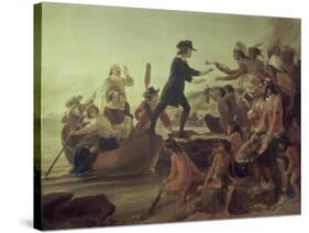 Landing of Roger Williams, 1636-Alonzo Chappel-Stretched Canvas