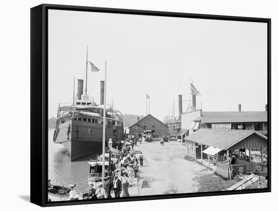 Landing of the Cleveland Toledo Boats, Put-In-Bay, Ohio-null-Framed Stretched Canvas