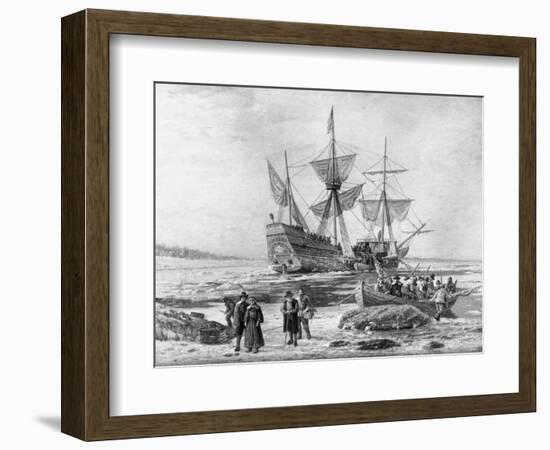 Landing of the Mayflower on 11th December 1620-null-Framed Giclee Print