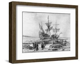 Landing of the Mayflower on 11th December 1620-null-Framed Giclee Print