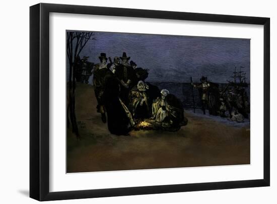 Landing of the Mayflower pilgrims-Howard Pyle-Framed Giclee Print