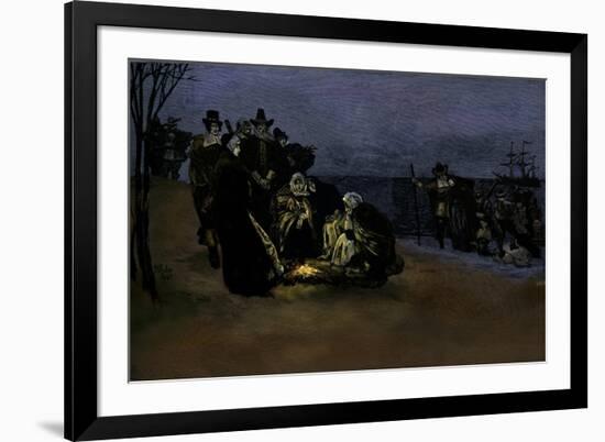 Landing of the Mayflower pilgrims-Howard Pyle-Framed Giclee Print