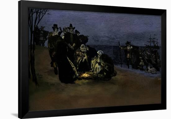 Landing of the Mayflower pilgrims-Howard Pyle-Framed Giclee Print