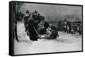 Landing of the Mayflower pilgrims-Howard Pyle-Framed Stretched Canvas