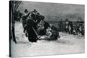 Landing of the Mayflower pilgrims-Howard Pyle-Stretched Canvas