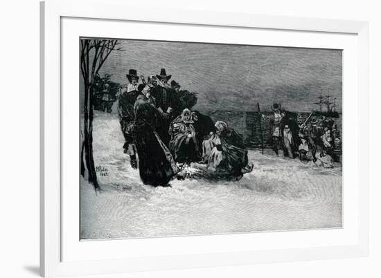 Landing of the Mayflower pilgrims-Howard Pyle-Framed Giclee Print