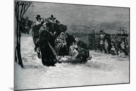 Landing of the Mayflower pilgrims-Howard Pyle-Mounted Giclee Print
