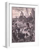 Landing of the Romans on the Coast of Kent-Henry Marriott Paget-Framed Giclee Print