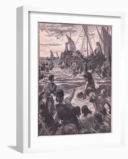 Landing of the Romans on the Coast of Kent-Henry Marriott Paget-Framed Giclee Print