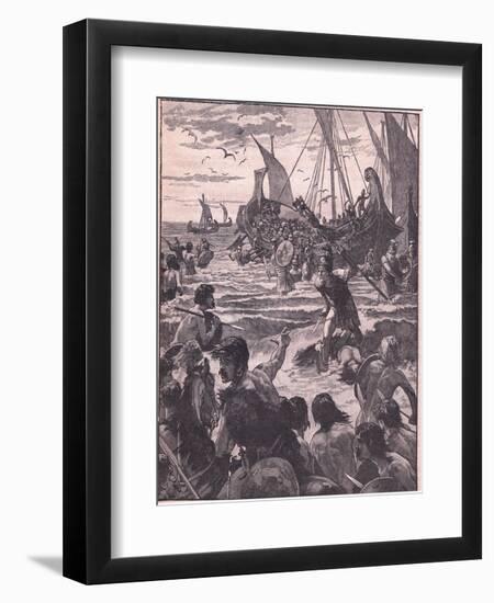 Landing of the Romans on the Coast of Kent-Henry Marriott Paget-Framed Giclee Print