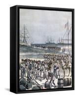 Landing of the Senegalese Troops at the New Wharf in Cotonou, Benin, 1892-Henri Meyer-Framed Stretched Canvas