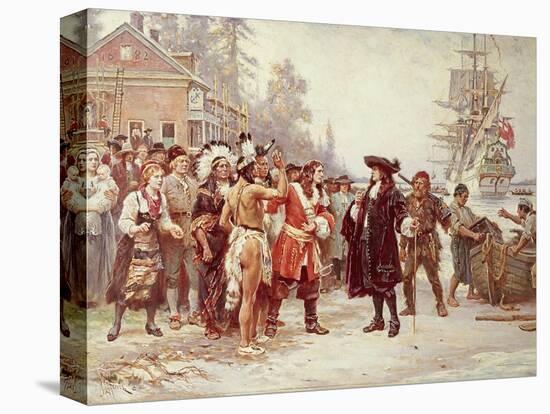 Landing of William Penn, 1682-Jean Leon Gerome Ferris-Stretched Canvas