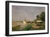 Landing Place for Steamships Near Kaisermuehlen on the Danube-Jakob Emil Schindler-Framed Giclee Print