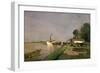 Landing Place for Steamships Near Kaisermuehlen on the Danube-Jakob Emil Schindler-Framed Giclee Print