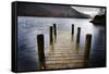 Landing Stage in Autumn at Mossdale Bay, Ullswater, Lake District Nat'l Park, Cumbria, England, UK-Mark Sunderland-Framed Stretched Canvas