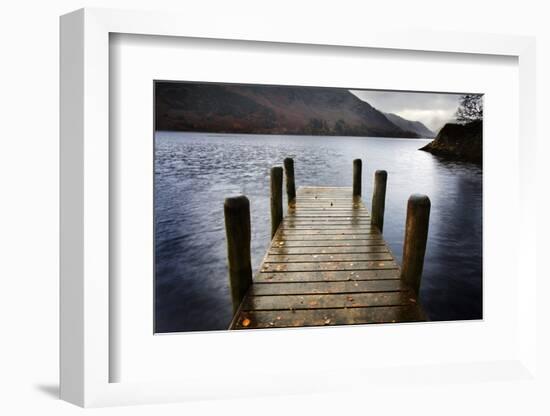 Landing Stage in Autumn at Mossdale Bay, Ullswater, Lake District Nat'l Park, Cumbria, England, UK-Mark Sunderland-Framed Photographic Print