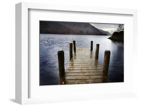 Landing Stage in Autumn at Mossdale Bay, Ullswater, Lake District Nat'l Park, Cumbria, England, UK-Mark Sunderland-Framed Photographic Print