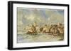 Landing Stage on the Jetty, C.1860 (Oil on Panel)-Louis Eugene Gabriel Isabey-Framed Giclee Print