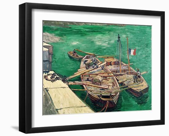 Landing Stage with Boats, c.1888-Vincent van Gogh-Framed Giclee Print