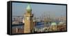 Landing Stages, Elbe River, Hamburg, Germany, Europe-Hans-Peter Merten-Framed Stretched Canvas