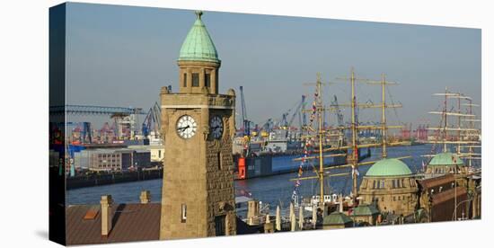Landing Stages, Elbe River, Hamburg, Germany, Europe-Hans-Peter Merten-Stretched Canvas