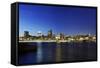 Landing Stages, Panorama, Harbour of Hamburg, Germany, Europe-Axel Schmies-Framed Stretched Canvas