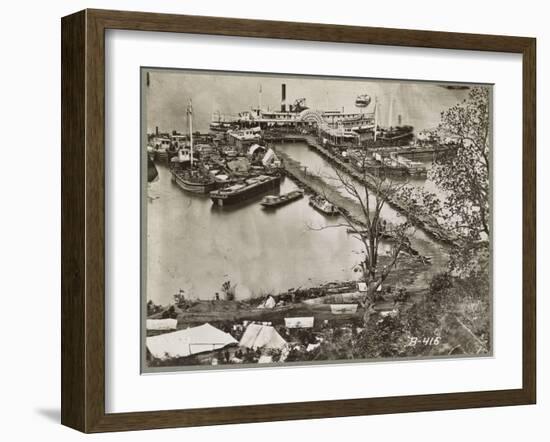 Landing supplies on the James River, Virginia, 1865-Mathew & studio Brady-Framed Photographic Print