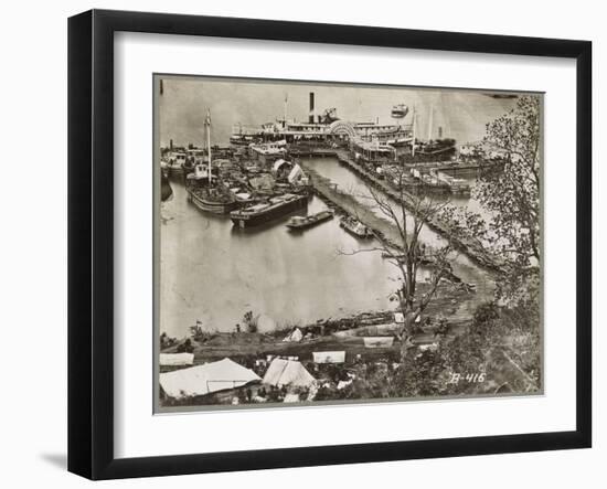 Landing supplies on the James River, Virginia, 1865-Mathew & studio Brady-Framed Photographic Print