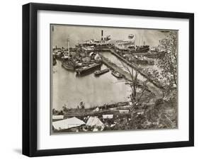 Landing supplies on the James River, Virginia, 1865-Mathew & studio Brady-Framed Photographic Print