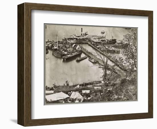 Landing supplies on the James River, Virginia, 1865-Mathew & studio Brady-Framed Photographic Print