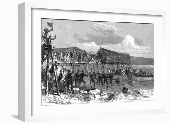 Landing the Atlantic Cable in Heart's Content Bay, Newfoundland-null-Framed Art Print