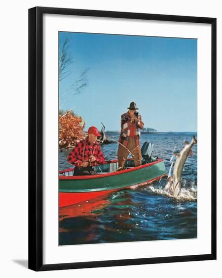 Landing the Trout-null-Framed Art Print