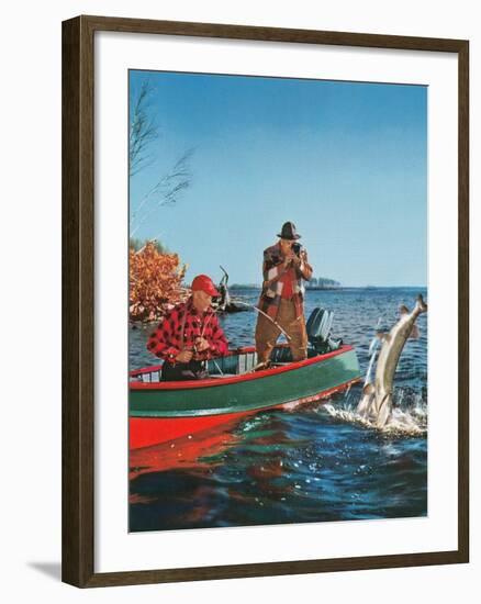 Landing the Trout-null-Framed Art Print