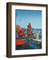 Landing the Trout-null-Framed Art Print