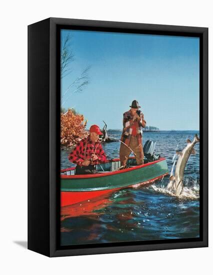 Landing the Trout-null-Framed Stretched Canvas