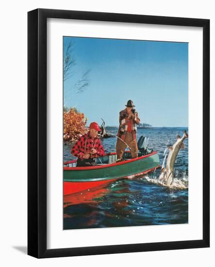 Landing the Trout-null-Framed Art Print